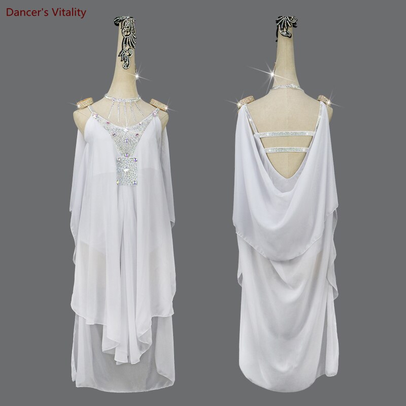 Latin Dance Competition Performance Dress Big Swing Long Floating Skirt Cusomzied Adult Children Cusomzied Latin Sol